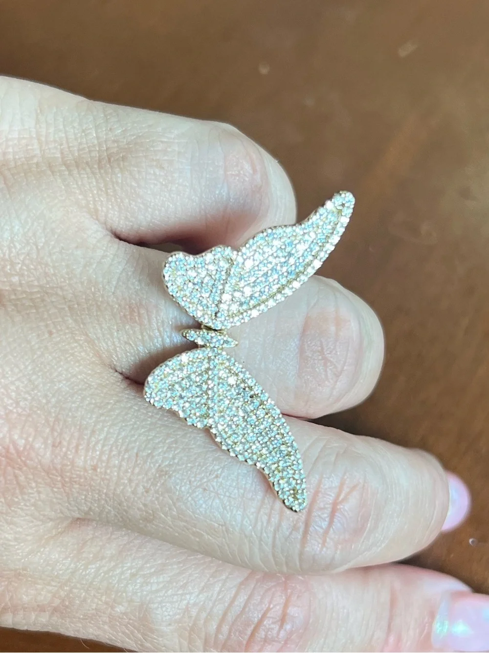 Gold Plated Butterfly Statement Ring (Size 8) nip